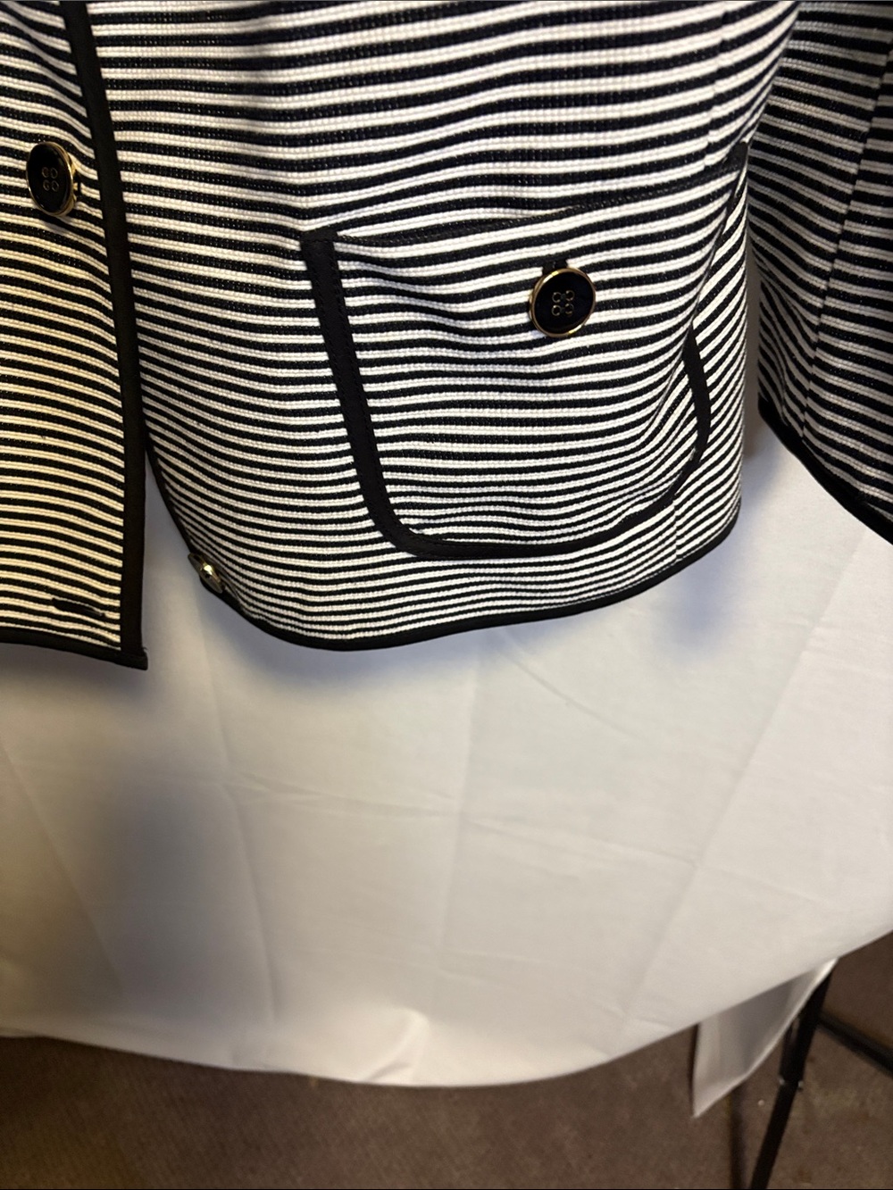 Talbots Black and White Striped Collarless Blazer - Picture 3 of 10